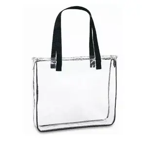 Sac à main de plage Transparent en PVC pour femmes, fourre-tout SUPER voyage, sacoche avec poignées noires, sac à bandoulière croisé