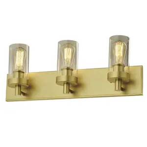 Diseño nórdico lámpara de pared de vidrio de oro de 3 luces hogar decorativo baño vanidad iluminación montado en la pared de las luces