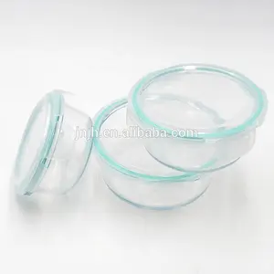 rettangolare contenitore trasparente Suppliers-Contenitori per alimenti in vetro ermetico sicuri per microonde con coperchi in silicone