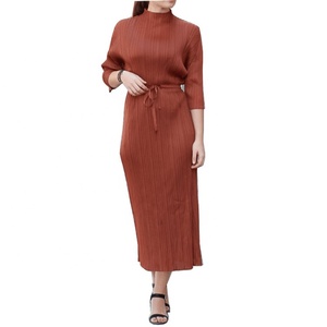 2019 Turquía Popular de manga murciélago con cinturón de oficina de la <span class=keywords><strong>Mujer</strong></span> Vestidos - Product Image 1