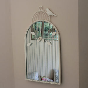 Commercio all'ingrosso <span class=keywords><strong>Vintage</strong></span> Shabby Chic Gabbia In Metallo <span class=keywords><strong>Trucco</strong></span> <span class=keywords><strong>Specchio</strong></span> A Parete Con Avorio Crema di Colore Bianco - Product Image 5