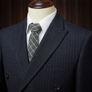 Venta al por mayor 2 piezas conjunto británico Delgado raya doble botonadura boda <span class=keywords><strong>novio</strong></span> vestido de novia hombres trajes - Product Image 2