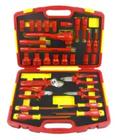 Finework caixa de ferramentas, conjunto de caixa de ferramentas manuais elétrica isolada na caixa 99lb003 29 peças 1000v vde