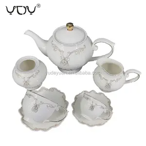 15Pcs 24 Stuks Witte Reliëf Fijne Bone China Koffie Kopje Chinese Thee Set Porselein