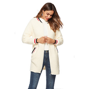 Fábrica de Guangzhou diseño Casual de <span class=keywords><strong>terciopelo</strong></span> acanalado manguito de manga larga de las mujeres de invierno otoño abrigos - Product Image 4