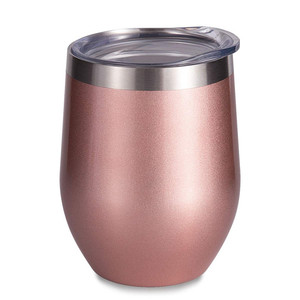 De 12 oz taza de acero inoxidable de oro <span class=keywords><strong>rosa</strong></span> brillante de doble pared aislado al vacío <span class=keywords><strong>vino</strong></span> vaso con tapa de <span class=keywords><strong>la</strong></span> taza de café - Product Image 1