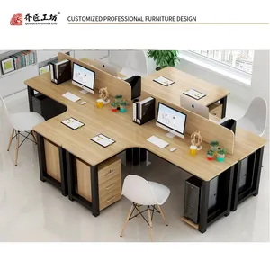 Meja Kerja Manajer Sudut Bentuk L, Meja Kantor Perabot Kayu untuk Komputasi dan Meja Kerja