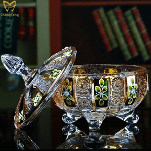 Cristal sin plomo tazón con oro pintado diseño/hogar cristalería - Product Image 3