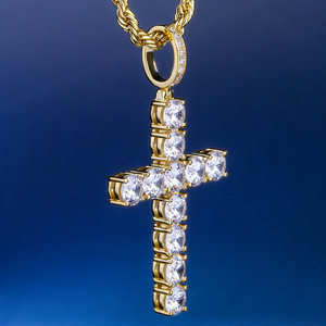 KRKC & CO 14 K Oro Ghiacciato Fuori Croce Pendente Dei Monili di Hip Hop per Gli Uomini per Agente di Commercio All'ingrosso in Magazzino iced out croce - Product Image 3