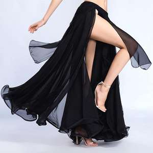 <span class=keywords><strong>Gonna</strong></span> con spacco laterale con frangia di danza del ventre costumi <span class=keywords><strong>gonna</strong></span> lunga a cerchio - Product Image 3