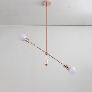 Tube d'éclairage Simple conception <span class=keywords><strong>lustre</strong></span> 2 ampoules europe style or rose couleur en laiton pendentif lumière - Product Image 3