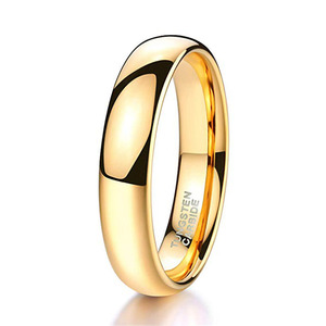 Anillo de Boda de Oro de 18k Chapado en Oro Pulido de Alta Calidad al por Mayor, Anillos de Boda Clásicos Minimalistas de 4mm, Grabados Personalizados para Él y Ella - Product Image 1