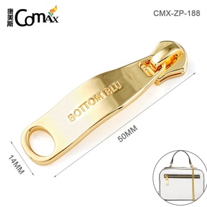 Logotipo personalizado de lujo No.5 Tirador de cremallera de metal dorado para bolsos y ropa - Product Image 2