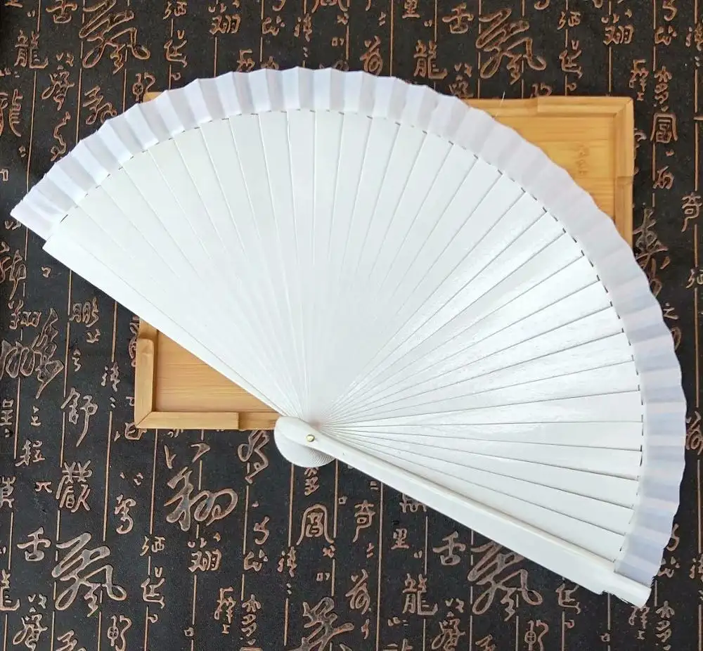 Bianco Da Sposa Decorativo Spagnolo Ventilatore di Legno Bianco di Legno A Mano Fan Fan Della Signora