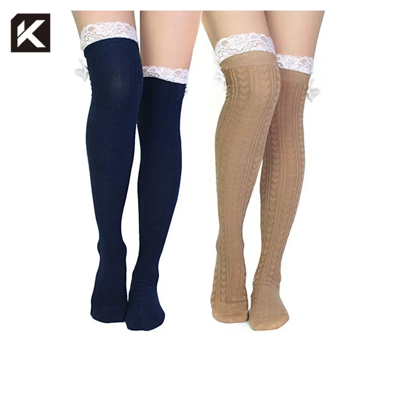KT3-B700 mujer alta calcetines de algodón para botas de moda de la rodilla alta de calcetines de la rodilla calcetines altos, calcetines con botas