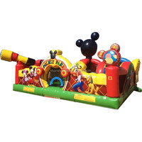 Château gonflable Mickey Mouse, parc à thème, toboggan gonflable géant, aire de jeux extérieure, certifié CE, matériau PVC, 2 ans de garantie