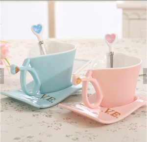 China de hueso tazas de té <span class=keywords><strong>en</strong></span> forma de corazón taza de café platillo taza de té de la Taza de cerámica - Product Image 5