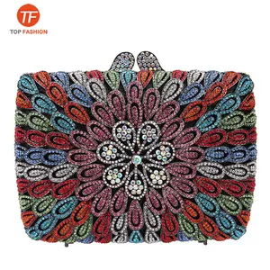 China Factory Wholesales Crystal Rhinestone Clutch Evening Bag for Formal Party Flowers Clutch Purse