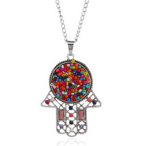 Mode Vintage En Alliage Collier Pendentif Main Hamsa Couleurs Misérables Collier Pour <span class=keywords><strong>Les</strong></span> Femmes - Product Image 1