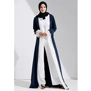 Hele Vrouwen Kleding Voor Moslim Islamitische Mensen Nationale Kleding Abaya Polyester Met Zwart Kant Kleding