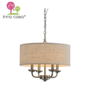 โคมไฟแขวนเพดานเหล็กและผ้า,ดีไซน์ใหม่สำหรับตกแต่งบ้านพร้อมที่วางตะเกียงเทียนและโซ่ - Product Image 3