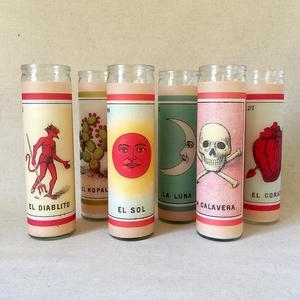 Vela Votiva de Vidrio con Diseño de Arte Folclórico Mexicano, Estilo Latinoamericano Vintage - Product Image 1