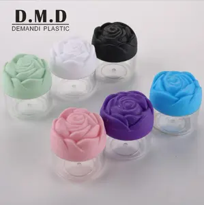 20g 20ml de plástico transparente jar cosméticos com rosa flor tampa cap