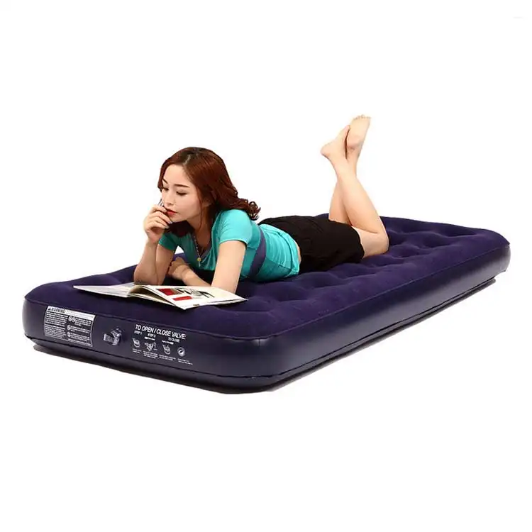 Upgraded Twin Queen Size Elevated Dura-Beam PVC Flocking Inflatable Blow Up Air Bed