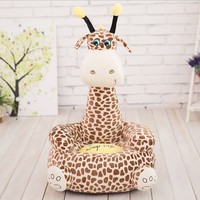 Fauteuil-Canapé Moelleux en Peluche pour Bébés et Enfants, Forme Girafe Éléphant