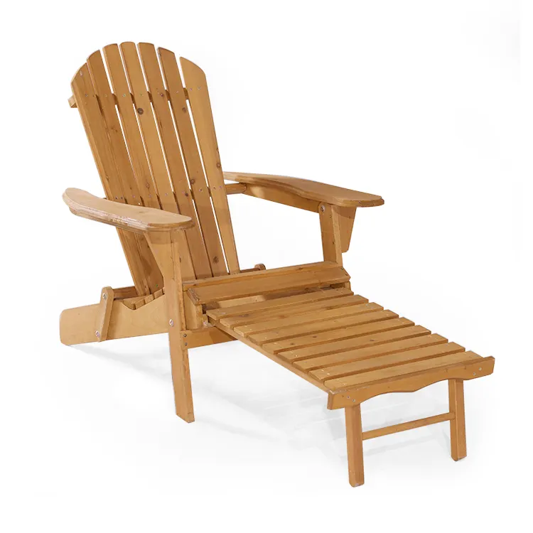 OEM outdoor adirondack pieghevole sedia a sdraio per cortile di legno kd adirondack sedia con pouf