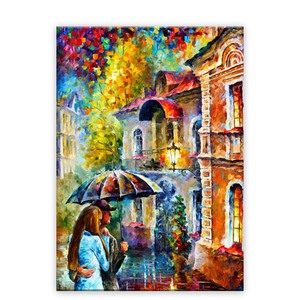 Peinture à l'huile abstraite faite à la main de paysages de pluie pour les amoureux, peinture à l'huile abstraite de couples - Product Image 5