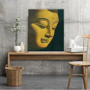 Tableau sur toile haute résolution, peinture à l'huile 3D grand visage de Bouddha avec cadre - Product Image 3