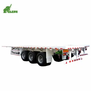 60吨12轮卡车半集装箱运输拖车平板半挂车