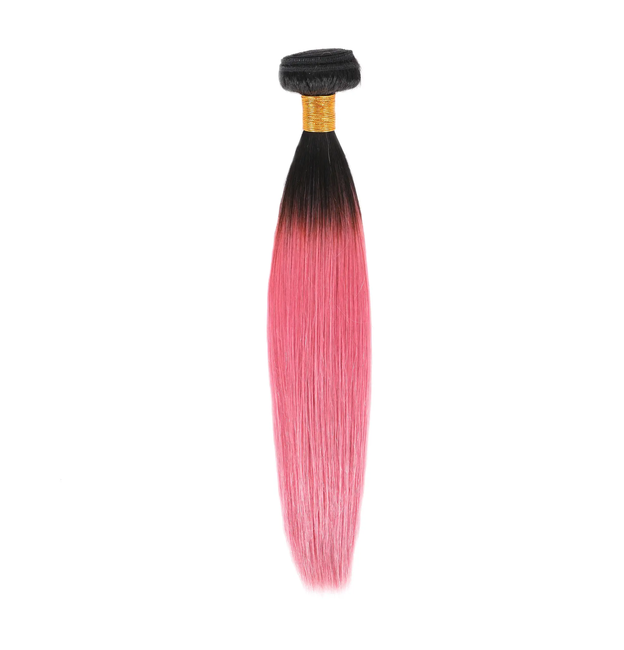 Extensiones de cabello humano brasileño virgen, ondulado, liso, dos tonos, rosa, degradado