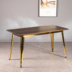 V Forme Métal Or Jambes Tables À Manger En Bois Table de Salle Meubles Vintage Look Industriel Cuisine À Manger Tables - Product Image 3