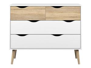 4 <span class=keywords><strong>Commode</strong></span> <span class=keywords><strong>Blanc</strong></span>/Structure Chêne Brillant Tiroirs - Product Image 2