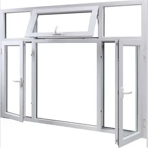 고정 창 모델 창 그릴 4 패널/더블 패널 PVC 여닫이 창 고정 패널