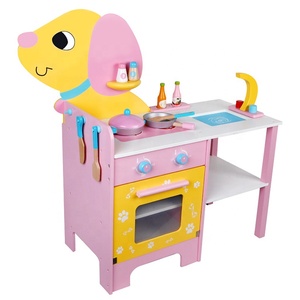 Multi-Funzione Per Bambini Little Chef Rosa Carino Cane di Legno Cucina Pretend Gioca Toy Set - Product Image 3