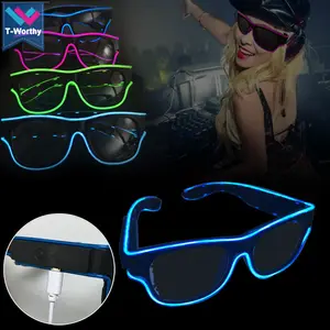 T-Worthy Rave Party Supplier USB Rechargeable Wireless Light Up Led Lighting EL Wire Glasses