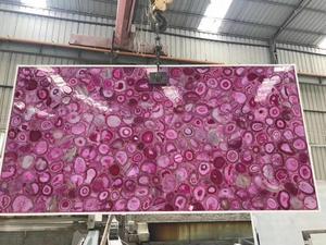 Dalle d'intérieur en gros pour la décoration intérieure Plaques d'agate rose rouge mur naturel fleur translucide dalle d'agate - Product Image 6