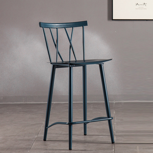 Vintage Café Boutique Grand Ou Petit Chaise Bleu Barre De Fer En Métal Charis Look Industriel Salle À Manger Chaises - Product Image 5