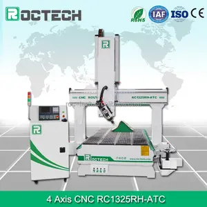 Roctech 4 achsen CNC router maschine mit ATC/180 grad holz router mit automatische werkzeugwechsel/swing spindel cnc carving