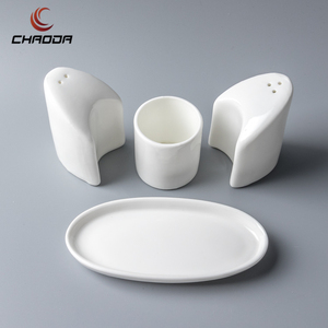 <span class=keywords><strong>Salero</strong></span> <span class=keywords><strong>y</strong></span> Pimentero de Cerámica para Restaurante Chaoda, Juego de <span class=keywords><strong>Salero</strong></span> <span class=keywords><strong>y</strong></span> Pimentero de Cerámica Blanca con Bandeja de Cerámica - Product Image 2