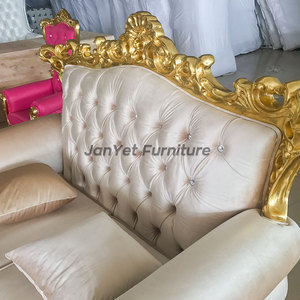 <span class=keywords><strong>Sofa</strong></span> Ruang Tamu Mewah Gaya Barok Ukiran Kayu Emas Putih Kustom - Product Image 3