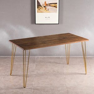 V Forme Métal Or Jambes Tables À Manger En Bois Table de Salle Meubles Vintage Look Industriel Cuisine À Manger Tables - Product Image 1