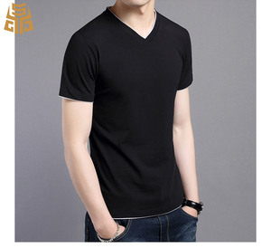 De alta calidad de Color de contraste Collar <span class=keywords><strong>doble</strong></span> capa en blanco con cuello en <span class=keywords><strong>V</strong></span> Hombre novedad agradable camisetas - Product Image 4