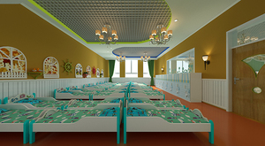 Campo tema luz azul madera clase pequeña jardín de infantes niños dormitorio habitación muebles camas - Product Image 3