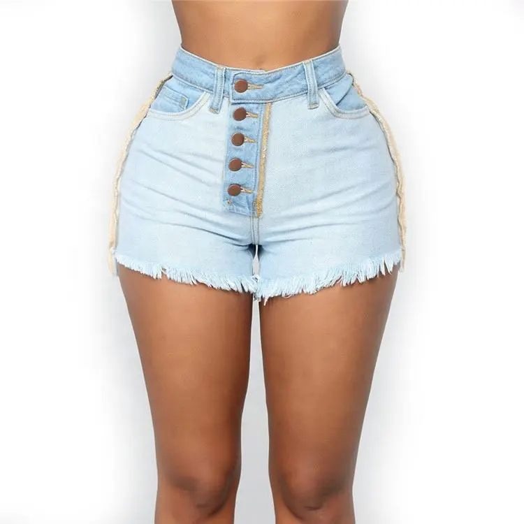 Pantalones cortos de Jean para mujer, Shorts informales, rasgados, de cintura alta, para verano