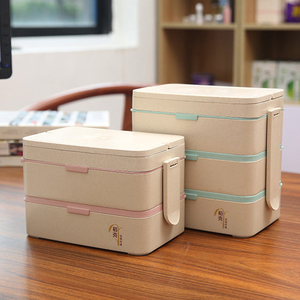 1L 2 couches/3 couches riz Risque L'école fuite preuve bento boîte à lunch avec Une Fourchette et cuillère - Product Image 1