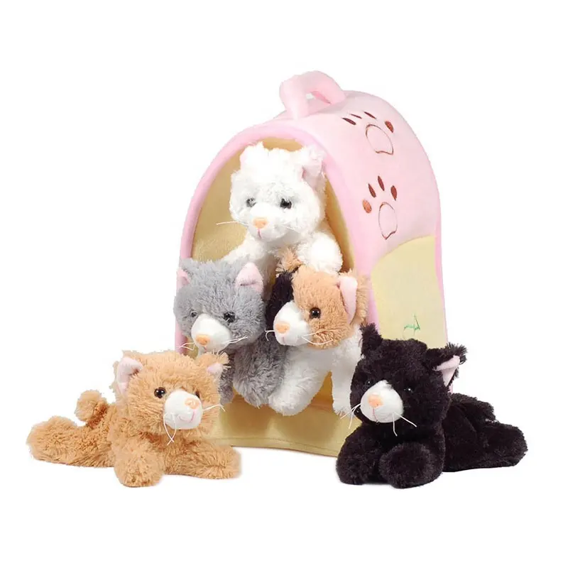Plush stuffed house and cats play set toy souptoys Baby Plush Toy for kids